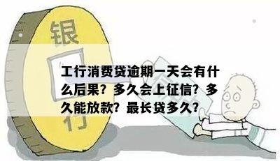 工行消费贷逾期一天会有什么后果？多久会上征信？多久能放款？最长贷多久？