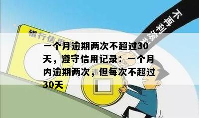 一个月逾期两次不超过30天，遵守信用记录：一个月内逾期两次，但每次不超过30天