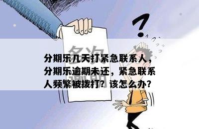 分期乐几天打紧急联系人，分期乐逾期未还，紧急联系人频繁被拨打？该怎么办？