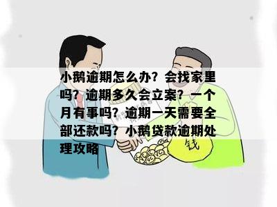 小鹅逾期怎么办？会找家里吗？逾期多久会立案？一个月有事吗？逾期一天需要全部还款吗？小鹅贷款逾期处理攻略