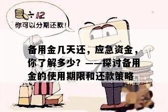 备用金几天还，应急资金，你了解多少？——探讨备用金的使用期限和还款策略