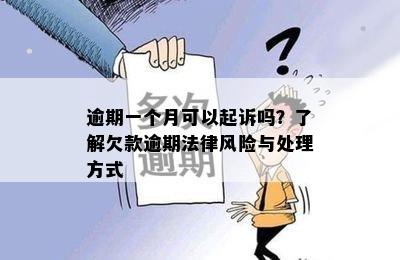 逾期一个月可以起诉吗？了解欠款逾期法律风险与处理方式