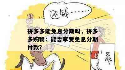 拼多多能免息分期吗，拼多多购物：能否享受免息分期付款？