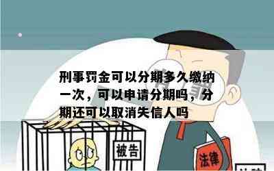 刑事罚金可以分期多久缴纳一次，可以申请分期吗，分期还可以取消失信人吗