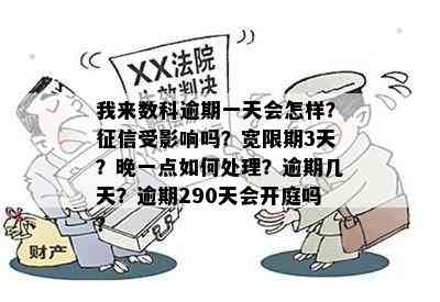 我来数科逾期一天会怎样？征信受影响吗？宽限期3天？晚一点如何处理？逾期几天？逾期290天会开庭吗？