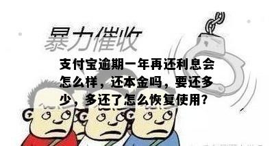 支付宝逾期一年再还利息会怎么样，还本金吗，要还多少，多还了怎么恢复使用？