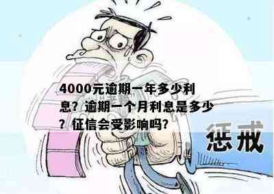 4000元逾期一年多少利息？逾期一个月利息是多少？征信会受影响吗？