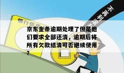 京东金条逾期处理了但是他们要求全部还清，逾期后将所有欠款结清可否继续使用？