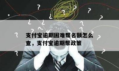 支付宝逾期困难帮名额怎么查，支付宝逾期帮政策