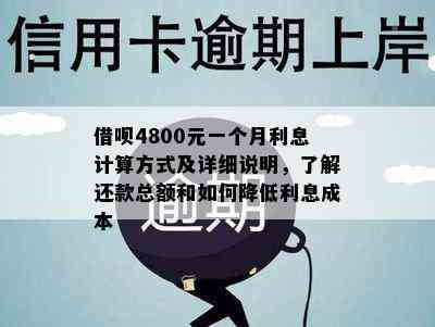 借呗4800元一个月利息计算方式及详细说明，了解还款总额和如何降低利息成本