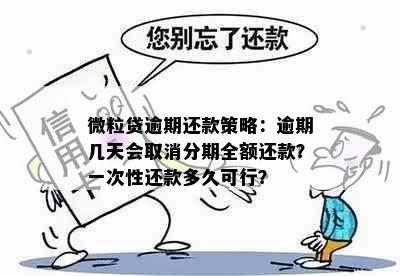 微粒贷逾期还款策略：逾期几天会取消分期全额还款？一次性还款多久可行？