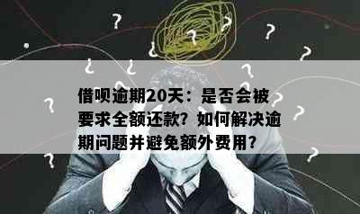 借呗逾期20天：是否会被要求全额还款？如何解决逾期问题并避免额外费用？