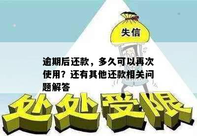 逾期后还款，多久可以再次使用？还有其他还款相关问题解答