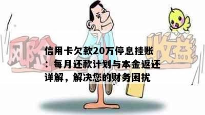 信用卡欠款20万停息挂账：每月还款计划与本金返还详解，解决您的财务困扰