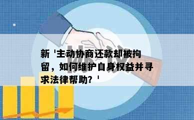 新 '主动协商还款却被拘留，如何维护自身权益并寻求法律帮助？'