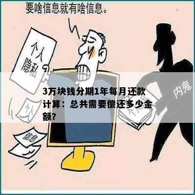 3万块钱分期1年每月还款计算：总共需要偿还多少金额？