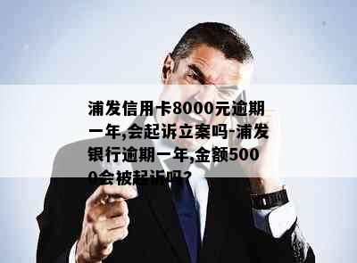 浦发信用卡8000元逾期一年,会起诉立案吗-浦发银行逾期一年,金额5000会被起诉吗?