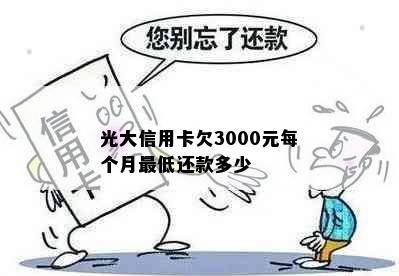 光大信用卡欠3000元每个月更低还款多少