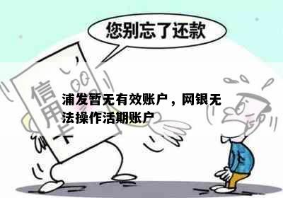 浦发暂无有效账户，网银无法操作活期账户