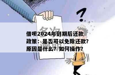 借呗2024年到期后还款政策：是否可以免除还款？原因是什么？如何操作？