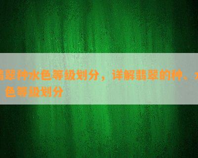 翡翠种水色等级划分，详解翡翠的种、水、色等级划分