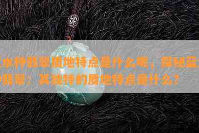 蓝水种翡翠质地特点是什么呢，探秘蓝水种翡翠：其独特的质地特点是什么？