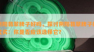 阴阳翡翠牌子好吗，探讨阴阳翡翠牌子的优劣：你是否应该选择它？