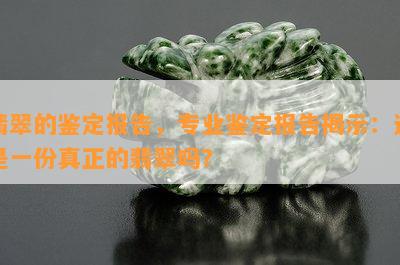 翡翠的鉴定报告，专业鉴定报告揭示：这是一份真正的翡翠吗？