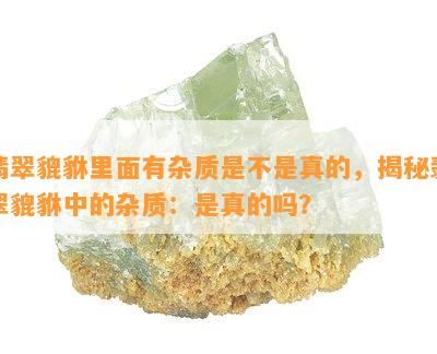 翡翠貔貅里面有杂质是不是真的，揭秘翡翠貔貅中的杂质：是真的吗？