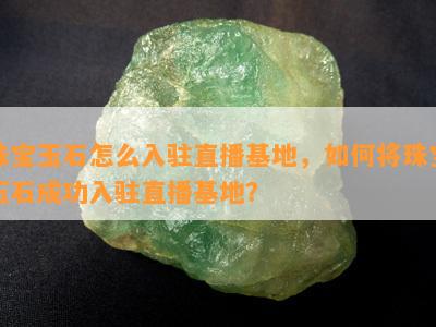 珠宝玉石怎么入驻直播基地，如何将珠宝玉石成功入驻直播基地？