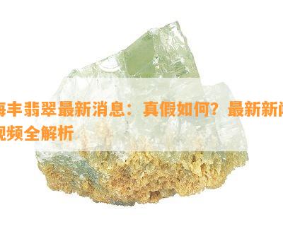 海丰翡翠最新消息：真假如何？最新新闻视频全解析