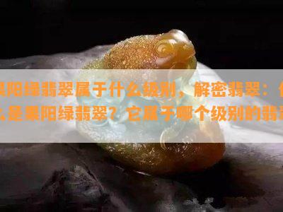 果阳绿翡翠属于什么级别，解密翡翠：什么是果阳绿翡翠？它属于哪个级别的翡翠？