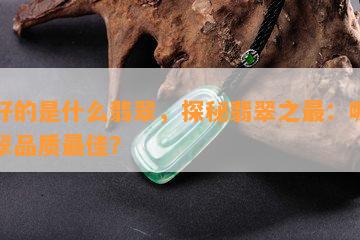 更好的是什么翡翠，探秘翡翠之最：哪种翡翠品质更佳？