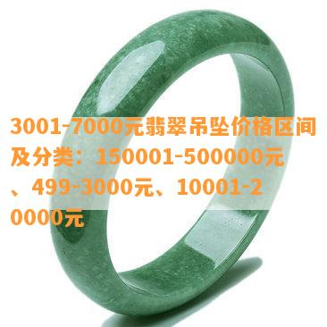 3001-7000元翡翠吊坠价格区间及分类：150001-500000元、499-3000元、10001-20000元