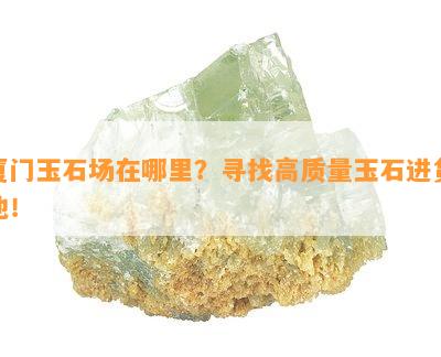 厦门玉石场在哪里？寻找高质量玉石进货地！