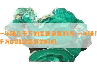 一年赚几千万的翡翠是真的吗-一年赚几千万的翡翠是真的吗吗