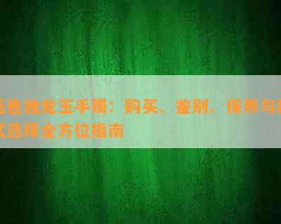 蓝色独龙玉手镯：购买、鉴别、保养与款式选择全方位指南