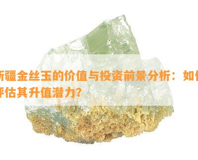 新疆金丝玉的价值与投资前景分析：如何评估其升值潜力？