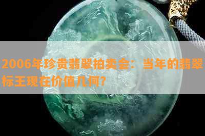 2006年珍贵翡翠拍卖会：当年的翡翠标王现在价值几何？